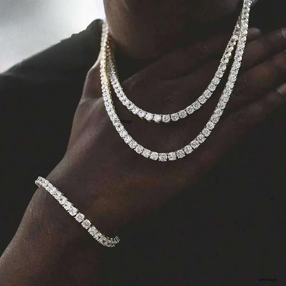 Moissanite Tennis Necklace With certificate For Women Men Sterling Sier plate gold 3/5/6.5mm Dia Neckchain Bracelet
