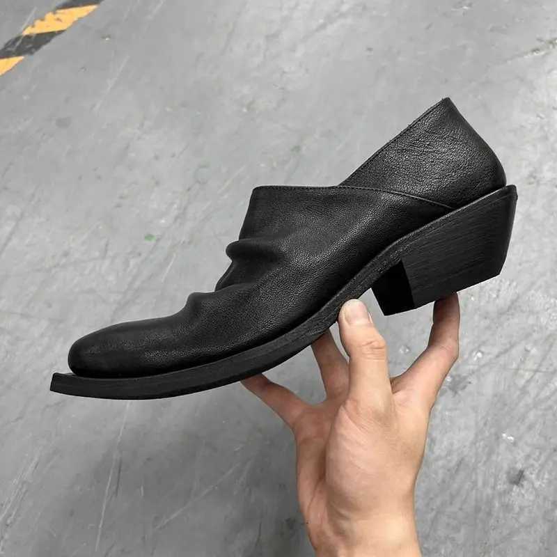 Uptur Leather One Pedal Loafer Commuter Platform Wizard Trendy Mens and Womens Height Niche Casual Derby Shoes Y250805