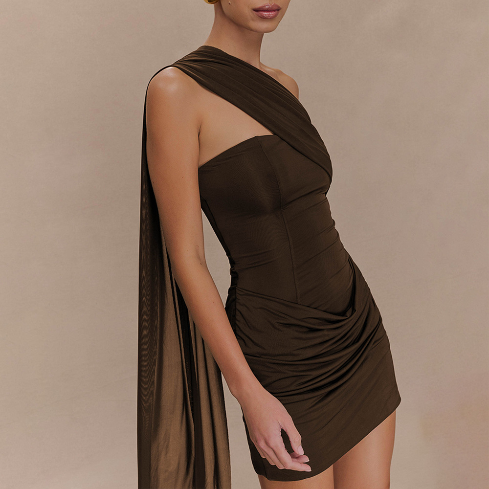 2025 trend summer new satin pleated dress sexy spicy girl strapless women's S tight mini dress new designer dress