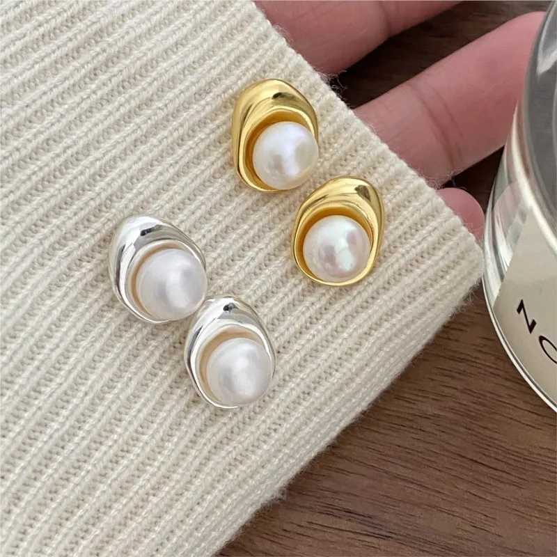 Light Luxury Imitation-Pearl Stud Earrings for Women Geometric Temperament Earring Jewelry Gifts womens earrings Y250804