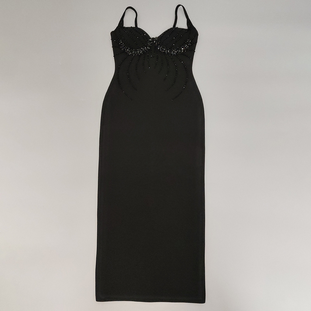 2025 new fashion sexy rhinestone slim fitting suspender bandage dress elegant birthday party banquet evening dress new designer dress