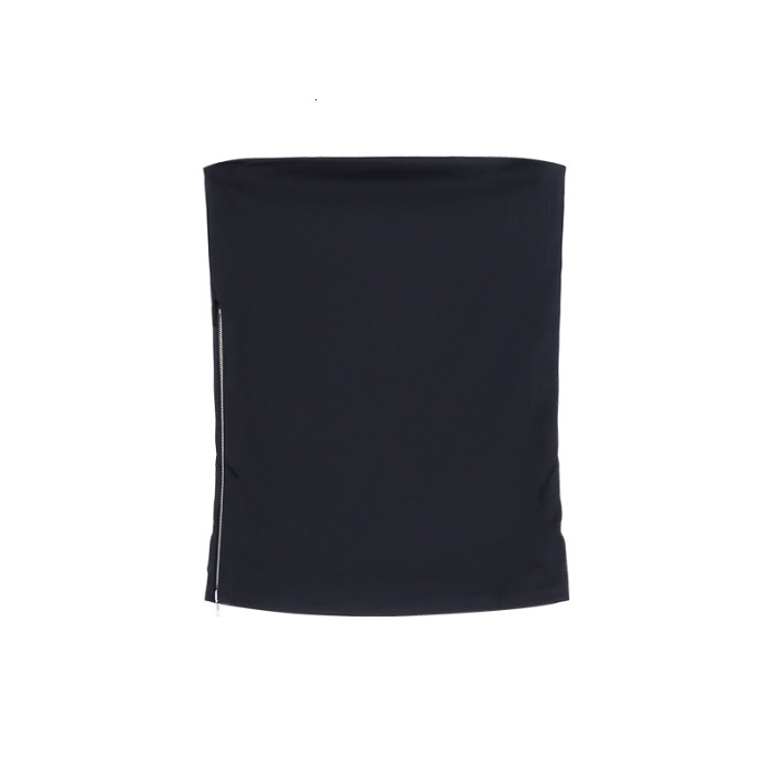 2025 black shorts sexy pure desire strapless slim fit chiffon mesh half skirt mermaid long skirt women's summer two-piece fashion set fashionable