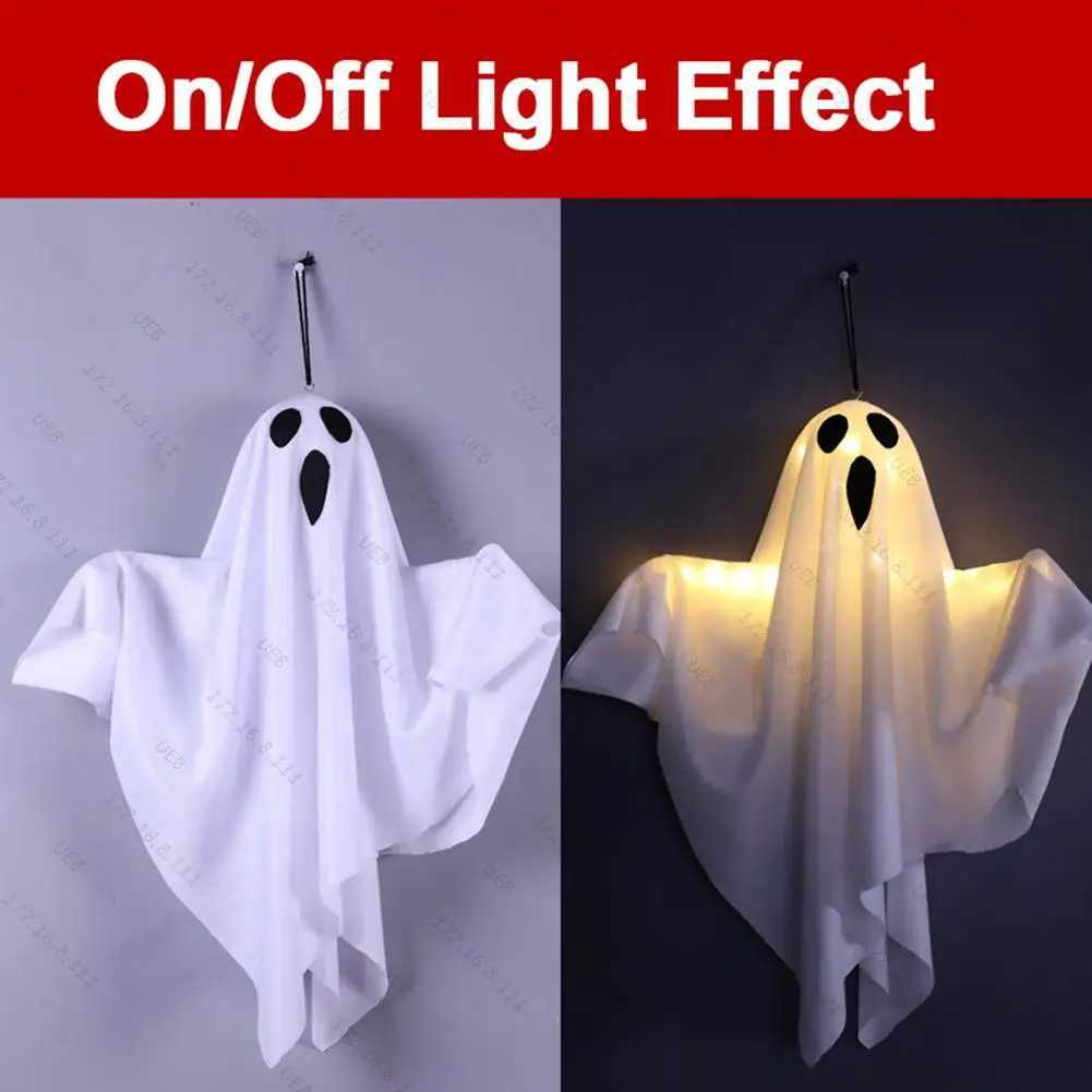 2024 Halloween Party LED Glow Ghost Home Indoor Outdoor Decoration Supplies Haunted House Bar Hanging Horror Props with Lights XJ250804