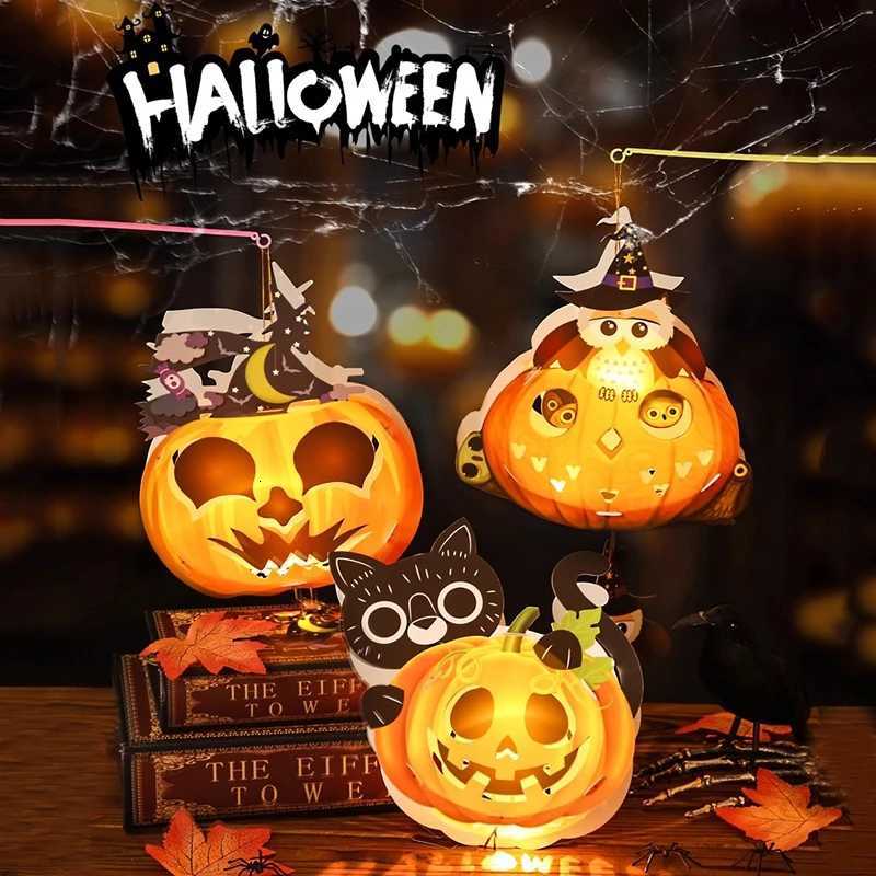 Pumpkin Lantern Halloween Decoration 2025 DIY Material Package Chinese Lantern Ornament Ghost Lanterns Accessories XJ250804