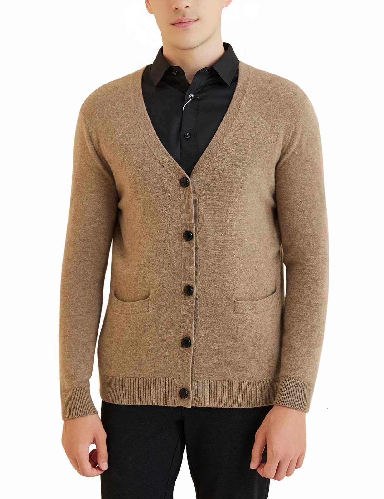 Mens Cardigan Knit Sweater 100% Merino Wool Knit Sweater Fall Winter Warm Long Sleeve Cardigan Male Tops Korean Luxury Clothing XJ250805
