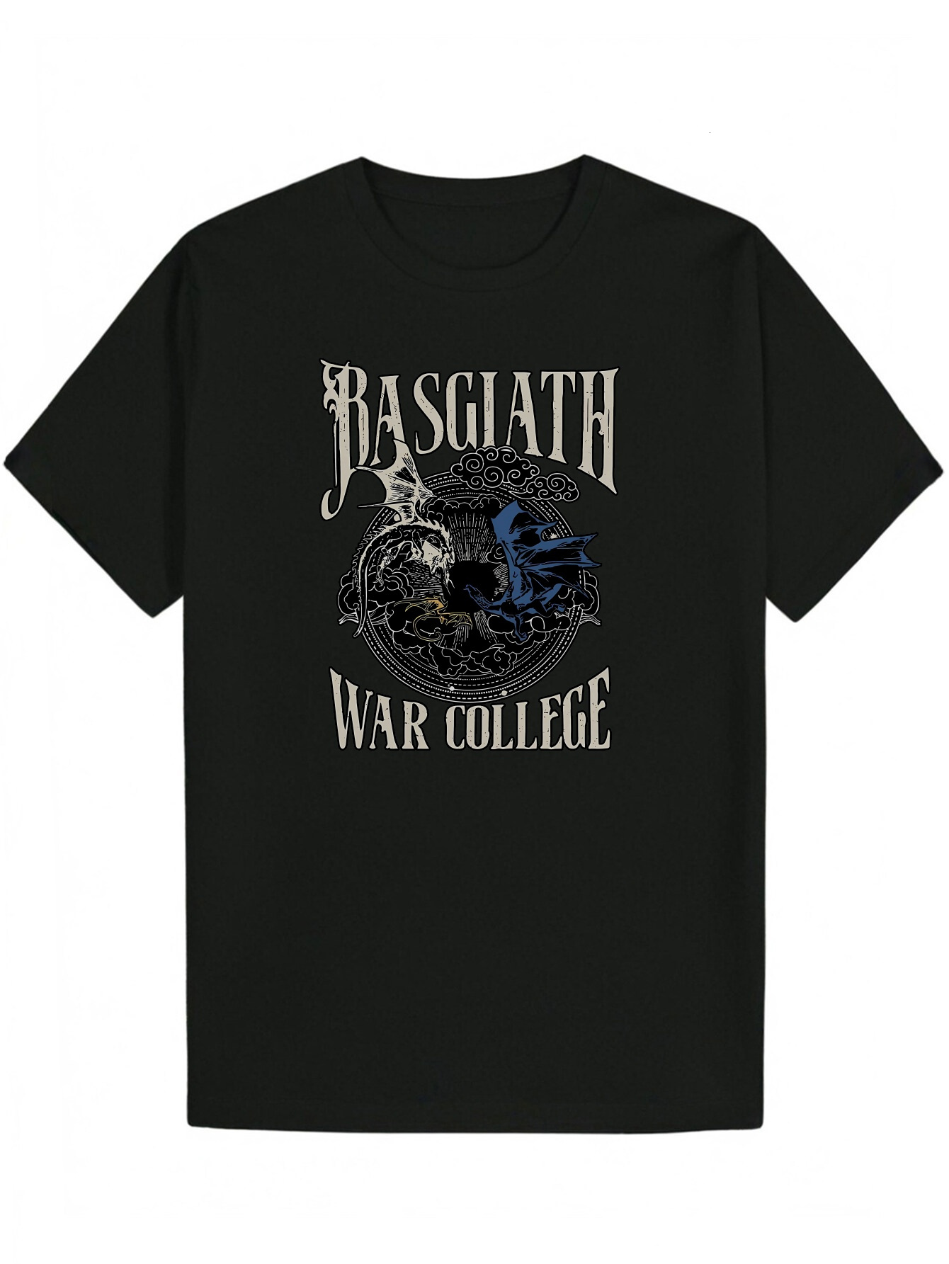 Men's Summer Casual Polyester T-Shirt - Black Pattern Print with BAGNATH WAR COLLEGE and Mechanical Design, Machine Washable, Regular Fit, Comfor