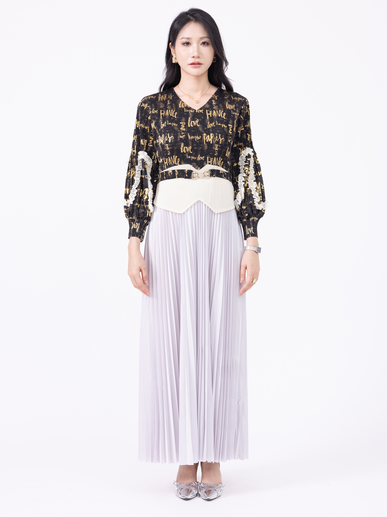 Women's Dresses Two fake dresses with gold foil and contrasting colors H250415