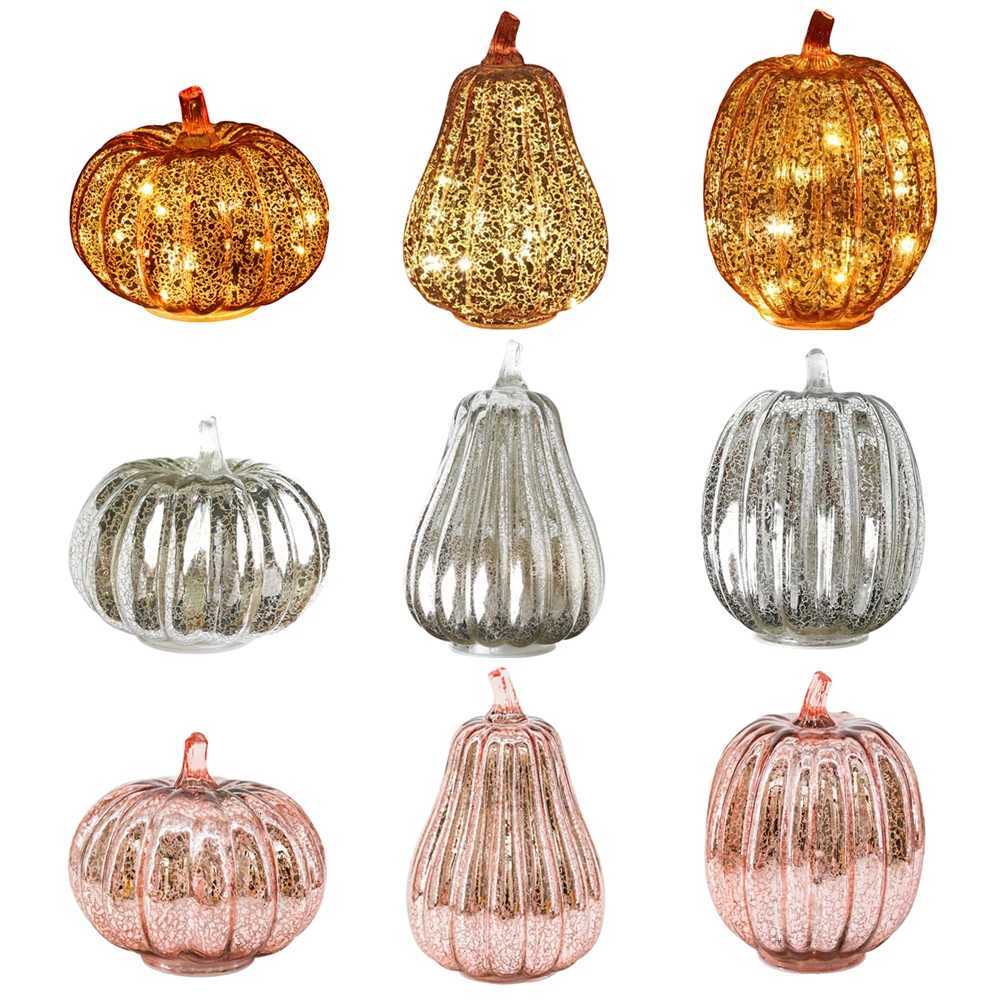 Glass Pumpkin Lamp Battery Operated Decoration Lantern with 3-Position Switching for Halloween DecorationsXJ250804