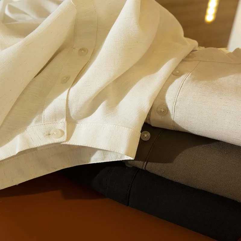 100% Cotton Shirt Man Japanese Style White Men Old Money Shirts Mens Fashion Cotton T-shirts Long Sleeve Streetwear Plaid Male Luxury XJ250805
