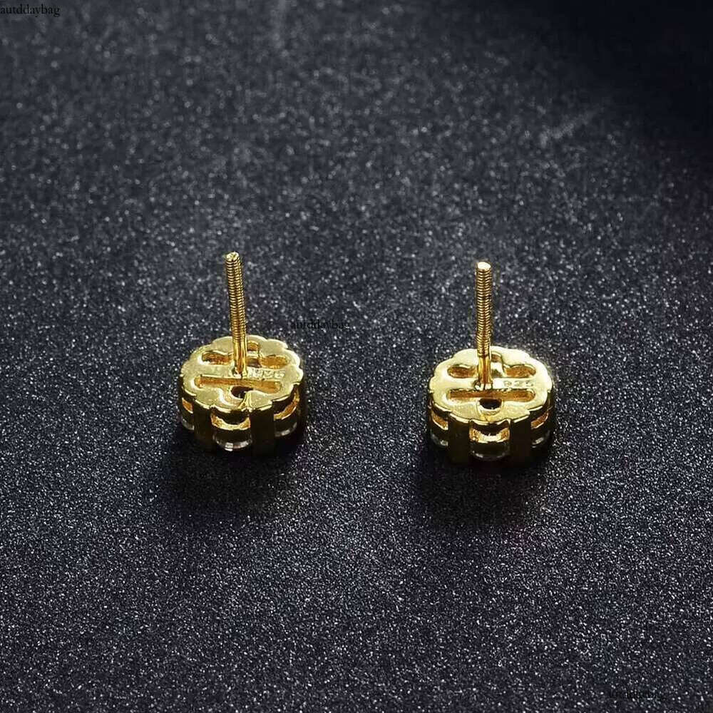 Wholesale Price High Quality Original Fine Jewelry Cubic Zircon Dia Gold Plated Sier Flower Stud Earrings for Men