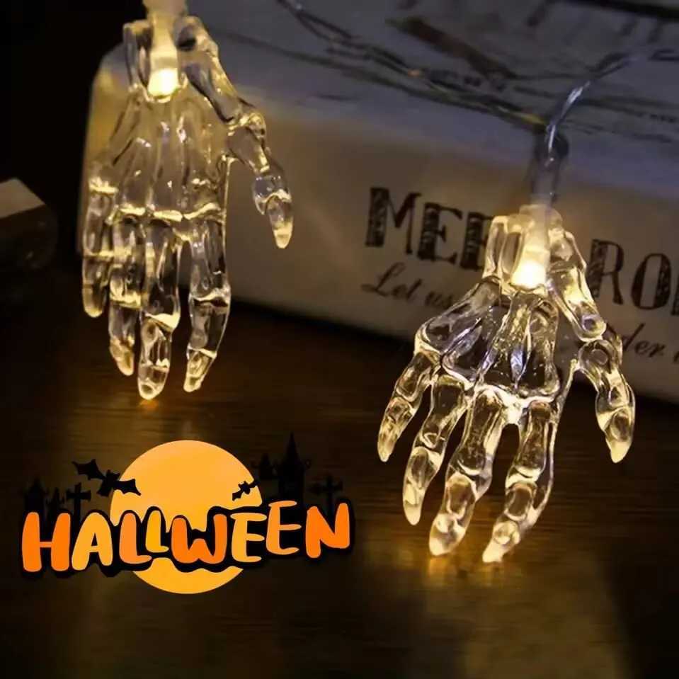 1PC Halloween LED Ghost Claw String Lights Horror Decoration Lamp Battery Powered Hanging Lights for Festive Party Haunted House XJ250804