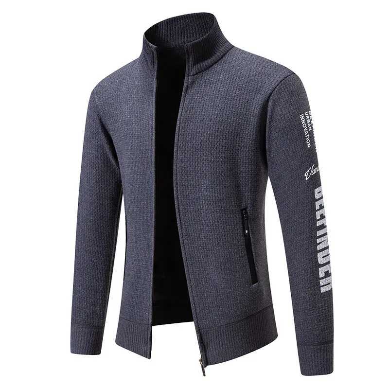 New Winter Men Casual Cardigans Sweatercoats Jackets High Quality Men Fleece Thicker Warm Stand-up Collar Cardigans Coats 3XL XJ250805