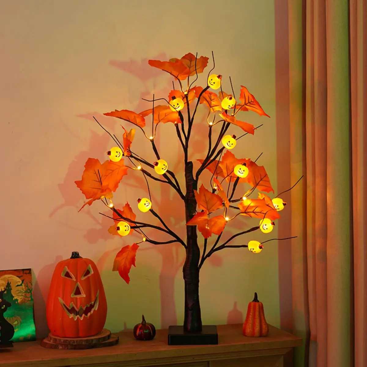 New LED Halloween Birch Pumpkin Ghost Eye Shaped Light with Luminous Arrangement Decoration Small Night Light XJ250804