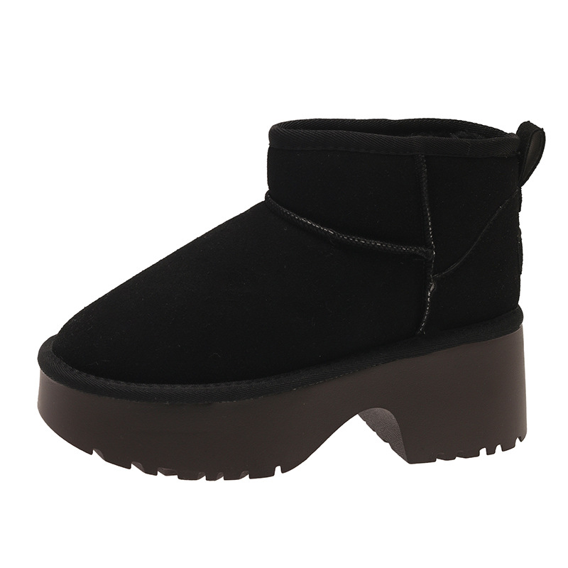 fashion thick soled height increasing women snow boots 2025 winter plush cotton shoes cold resistant warm short boots free shipping