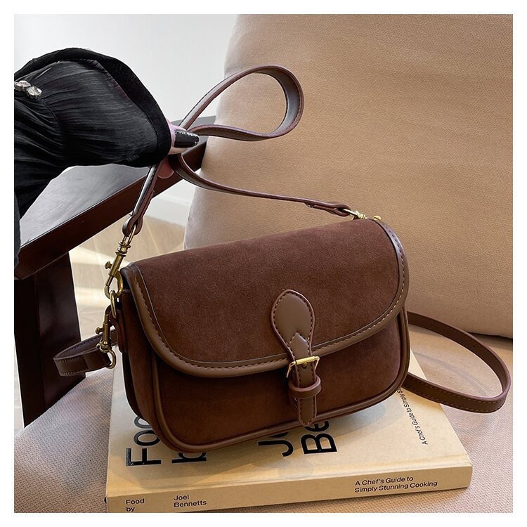 Free shipping designer Suede Small Square Bag New Autumn Winter Melad Color Matching Nubuck Leather Bag Magnetic Buckle Shoulder Bag Crossbody Bag