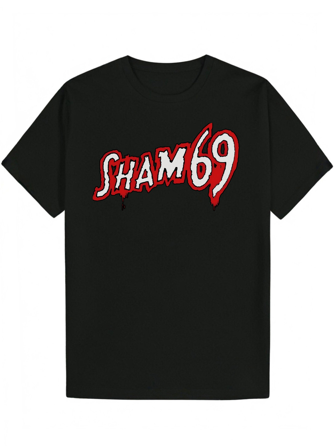 Men's Graphic Eye-catching SHAM69 Red and Black Letters Lightweight Polyester Casual T-Shirt Suitable for Punk Rock Style Daily Summer Shirt - Ma