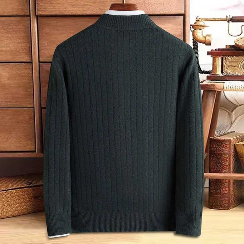 Half High-collar Zip Knit Autumn and Winter New Product 2024 Mens Stretchable Warm Knit Cardigan Daily Commute Sweater.XJ250805