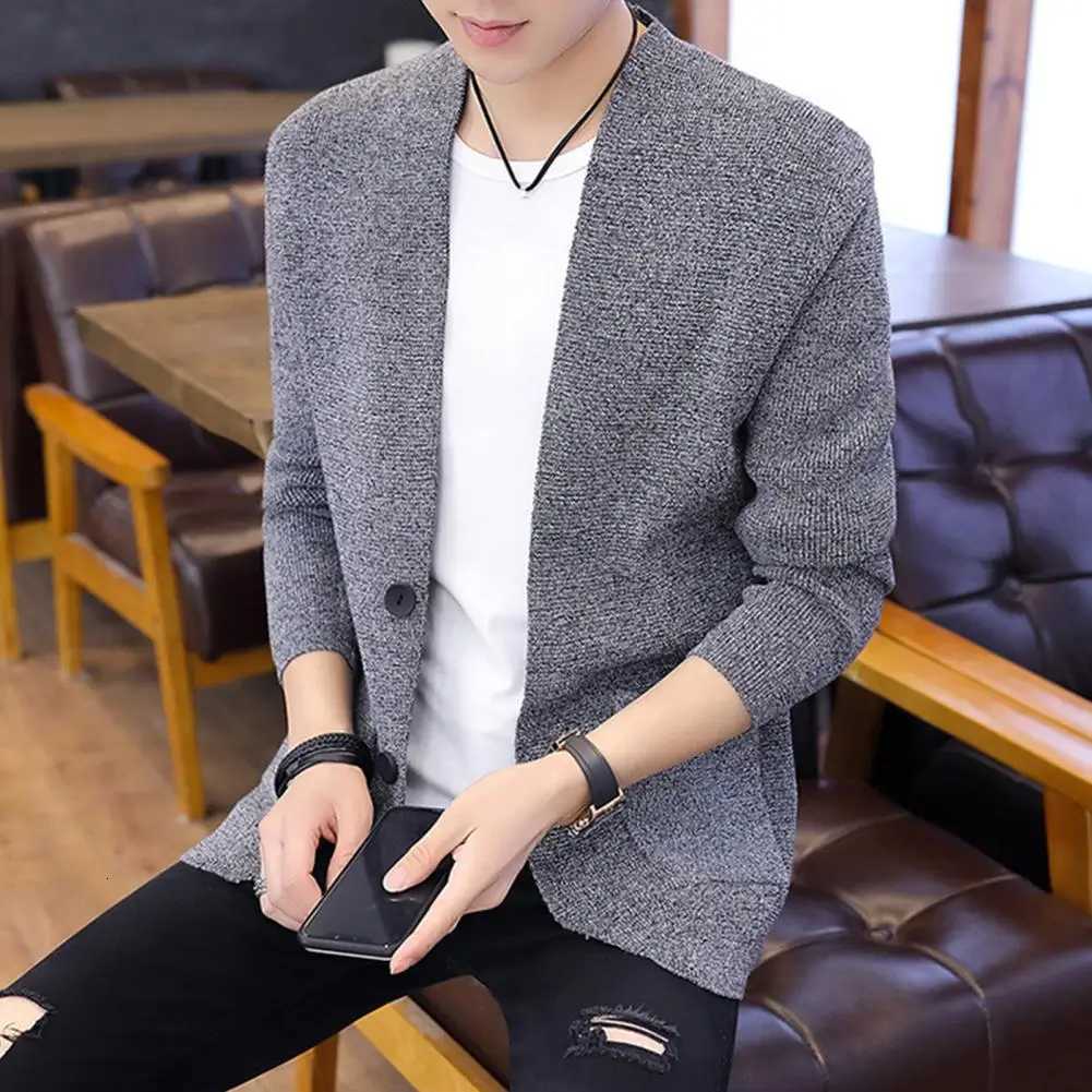 Classic Men Cardigan Men Sweater Stylish Mens Knitwear Coat Single-breasted Solid Color Cardigan with Elastic for Fall/Winter XJ250805