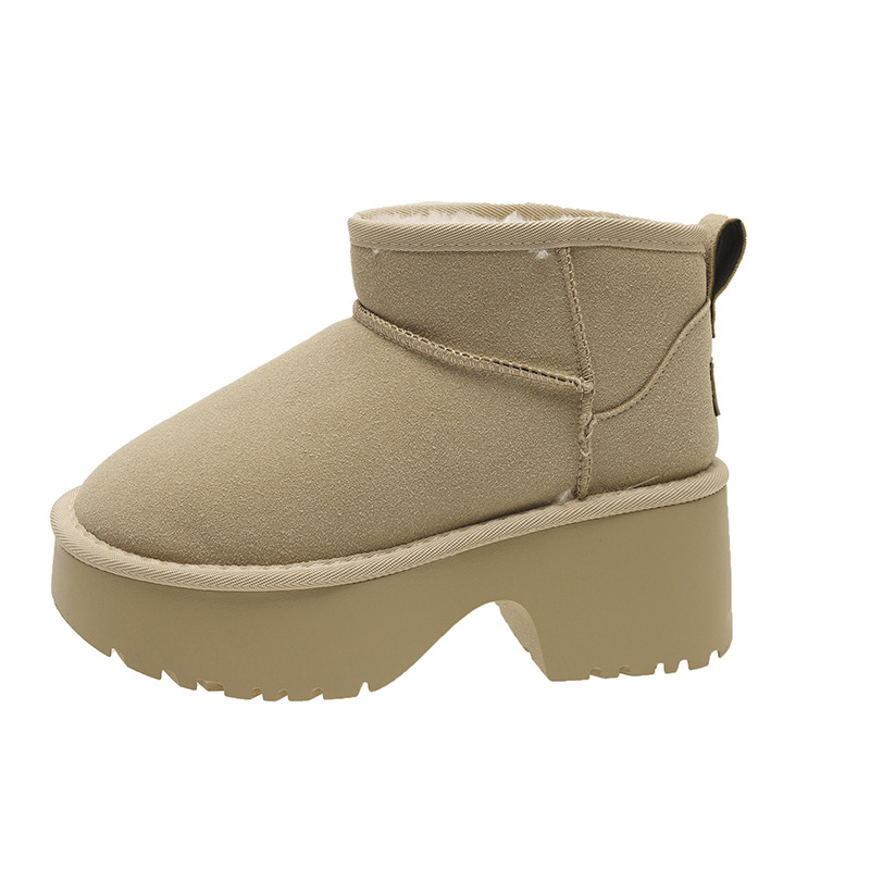 fashion thick soled height increasing women snow boots 2025 winter plush cotton shoes cold resistant warm short boots free shipping