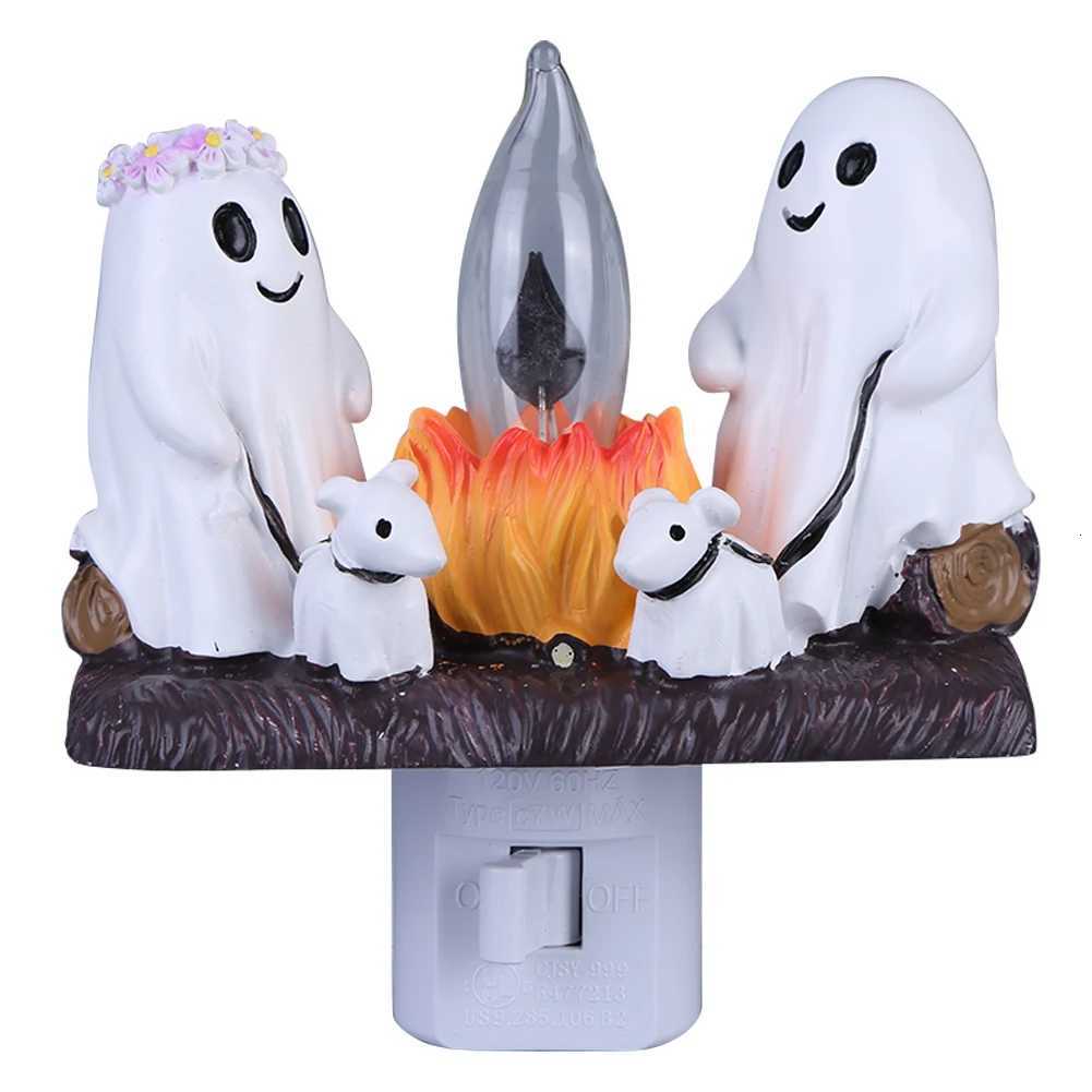 Ghost Campfire Flickering 3D LED Night Light Cute Spooky Lights Candles Resin Ghost Halloween Night Light Funny Halloween Decor XJ250804