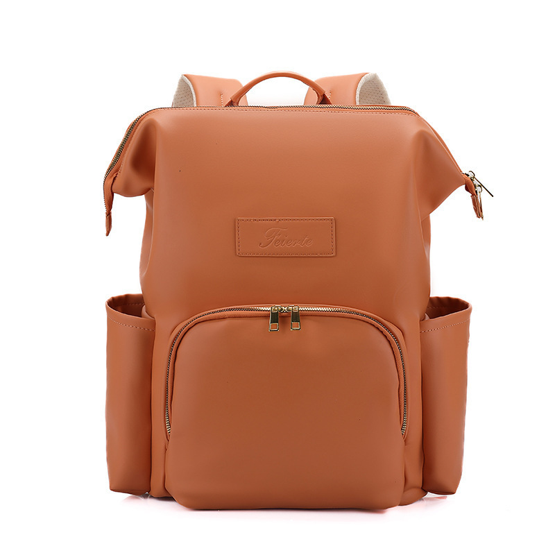 Baby Diaper Bag Backpack Solid PU Leather Mummy Maternity Bag Large Capacity Travel Back Pack Stroller Bags with Changing Pad 241126