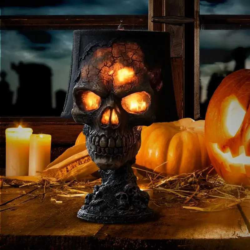 Gothic Table Lamp Halloween Skull Statue Desk Lamp Skeleton Halloween Decorations Ambient Lighting Night Light Desktop XJ250804