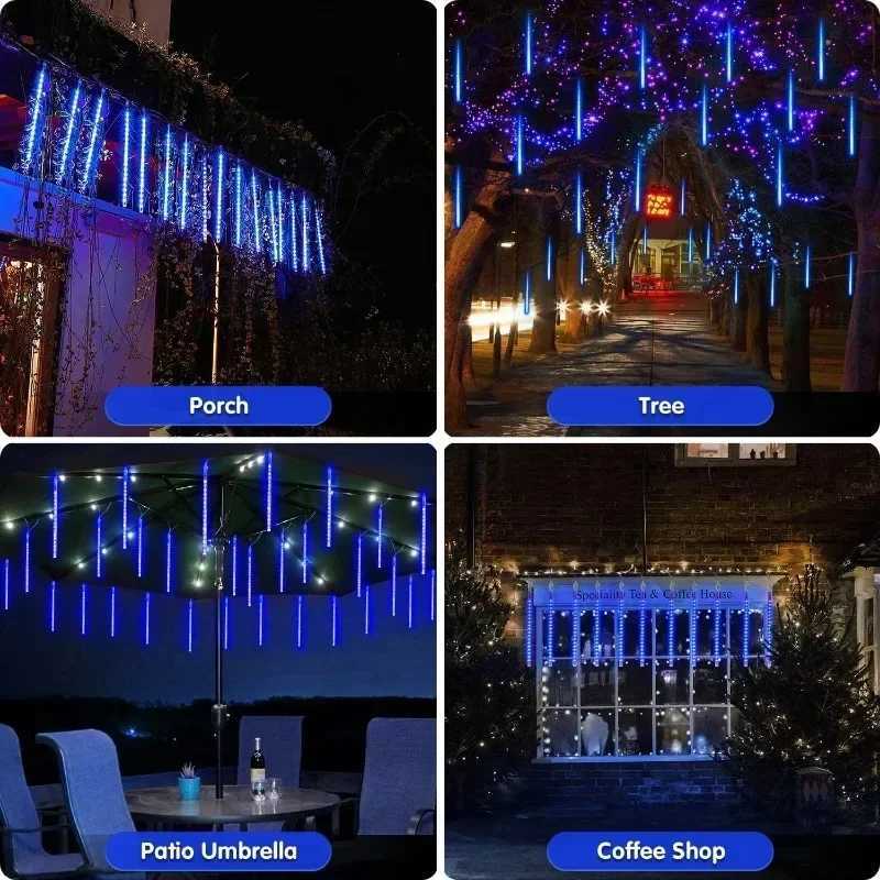 LED USB Meteor Shower Light Outdoor Garden Light for Patio Landscape Bar Tent Fence Street Christmas Halloween Wedding DecorationXJ250804