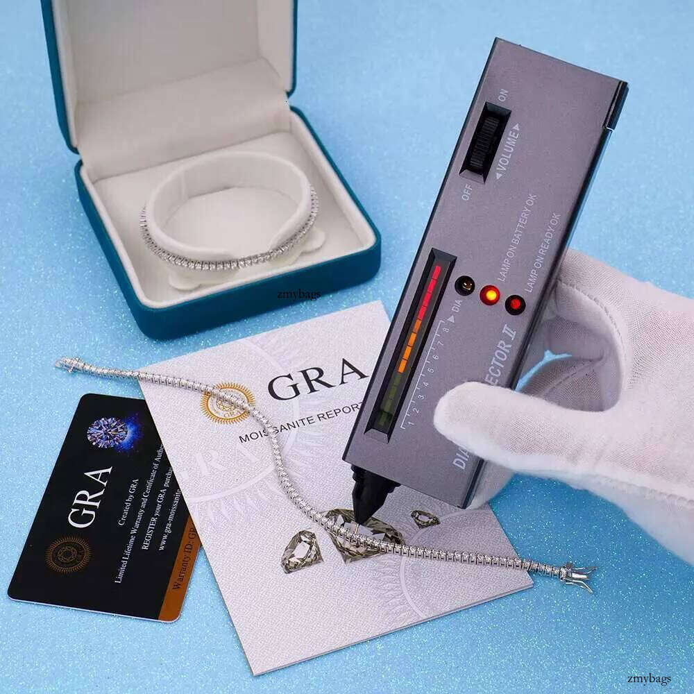 Wholesale Hiphop Jewelry 2mm Sier White Gold Plated Tennis Link Chain Round Brilliant Cut Moissanite Bracelet for Men