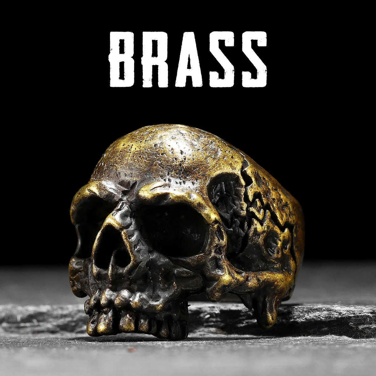 Copper Skull Men Rings Brass Women Jewelry Punk Gothic Rock Vintage Fashion Decoration AccESSories Halloween Gift M250805