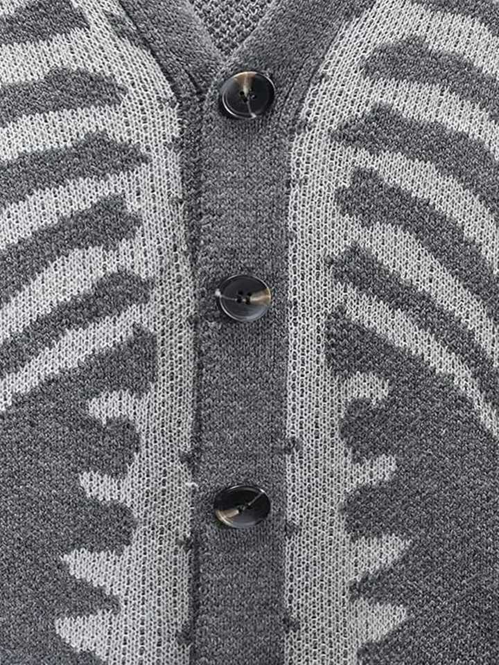 Mens Fashion Patterned Cardigan Sweater Long Sleeve Warm Knit Jacket XJ250805