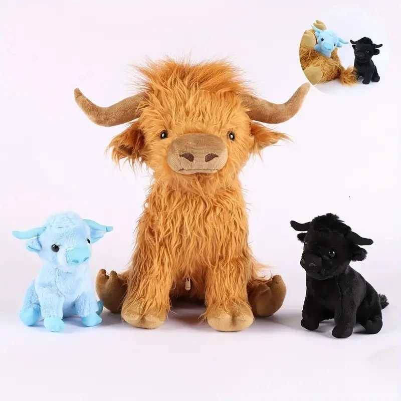 11.8in Mmy with 2 Baby Highland Cow ffed s Inside Zipper Tummy for Kid Christmas Halloween Y250805 Y260128