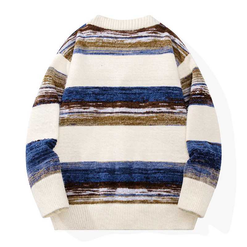 Retro Lazy Striped Cardigan Sweater Coat Men and Women Trend Loose Couple Sweater Coat Warm Casual Daily Warm Comfortable XJ250805