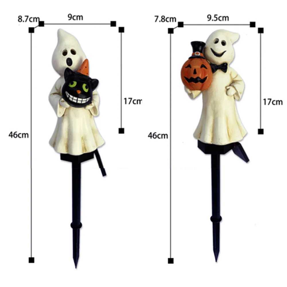 Solar Halloween Ghost Stake Light Resin Pumpkin Pathway Light Outdoor Solar Lamp for Garden Yard Lawn Halloween DecorationsXJ250804
