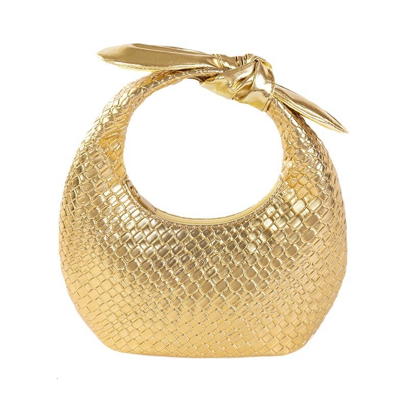Luxury Brand Designer Bag 2024 Autumn Winter New Women's Bag Woven Pattern PU Handbag Half-Moon Shape Women's Bag
