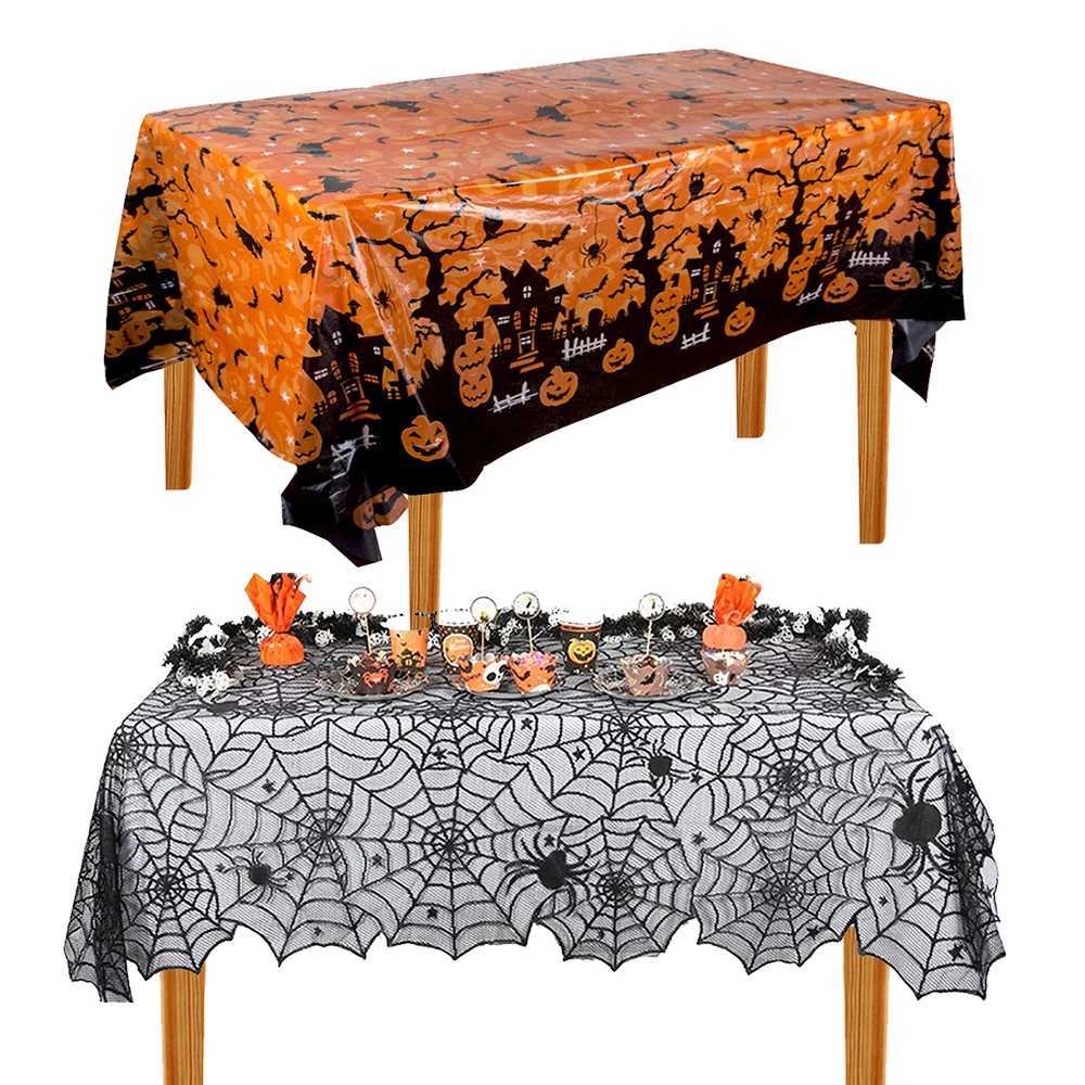 Halloween Tablecloth tablecover table decor Haunted House Pumpkin Spider Web Tablecloth 2025 Halloween Party Decoration SuppliesXJ250804