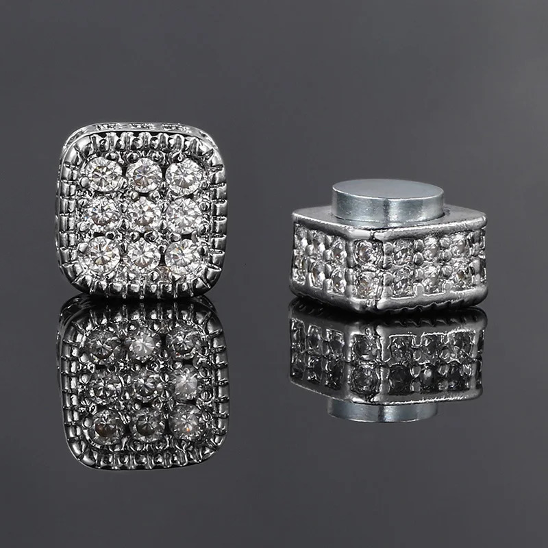 Fake Ice Out CZ Earrings For Men Women Magnet Magnetic Stainless Steel Non Piercing HipHop Rock Fashion Jewelry Accessory 250804