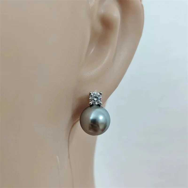 Senlissi- New Retro Palace Dark Gray Stud Earrings for Women 8-12mm 6A Grade Zircon S925 Sterling Silver Womens Jewelry Gifts Y250804