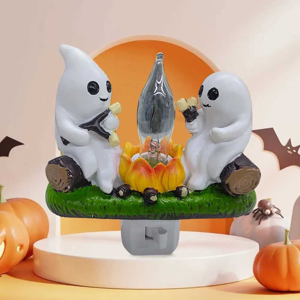 New Night Light Bonfire Flickering Ghost Led Light Halloween Party Ghost Campfire Plug-in Lamps Room Decoration for Boys/Girls XJ250804