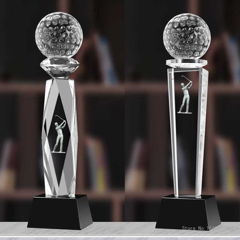 Customized High-end Golf Crystal Trophy Souvenir Home Decoration Creative Metal Commemorative Total Net Rod One Hole Award 1 Piece Y250725