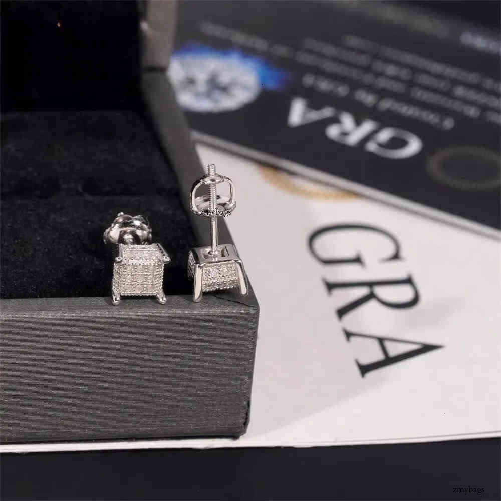 Iced Out Jewelry Sterling Sier Square Shape Hip Hop Mmoissanite Dia Earrings