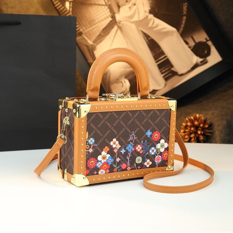 Free shipping, original design, 2025 new high-end monogram box bag, cross-border best-selling box, exquisite handbag, fashionable and trendy new women