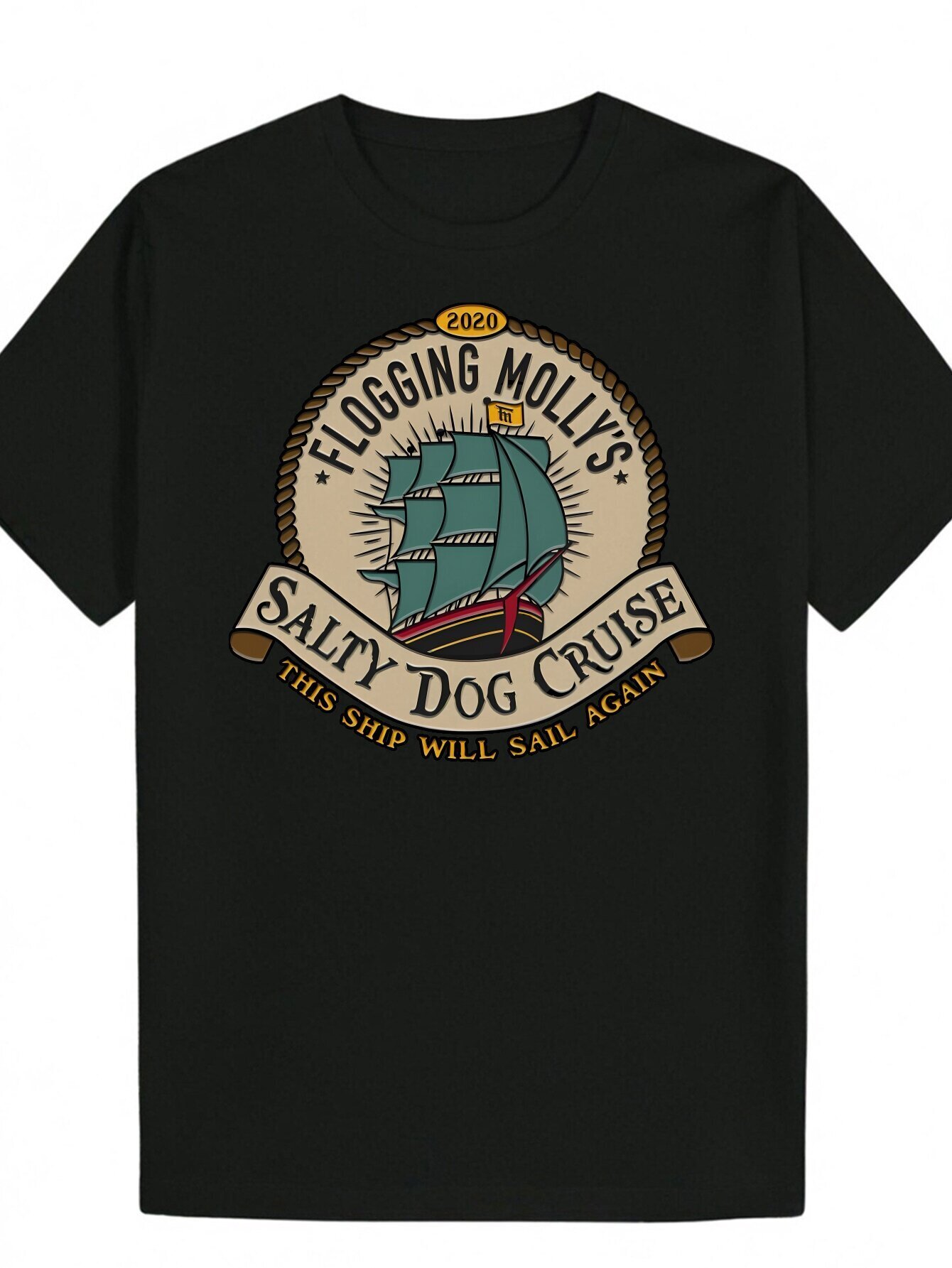 Breathable Fabric Men s Summer Pattern Neck Polyester Fiber Salty Dog Parade Nautical Design Black Machine Washable Lightweight and Breathable