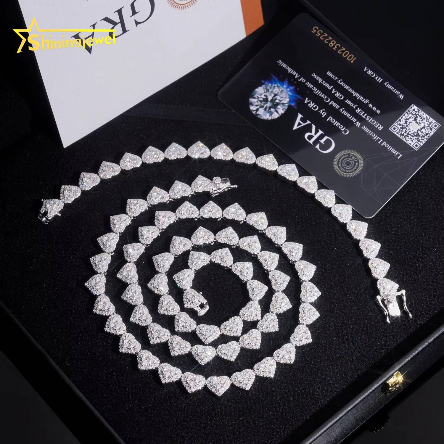 Popular 925 Silver 8mm Heart Shape Moissanite Cuban Link Chain Hip Hop Jewelry Custom Iced Out Men Cuban Necklace