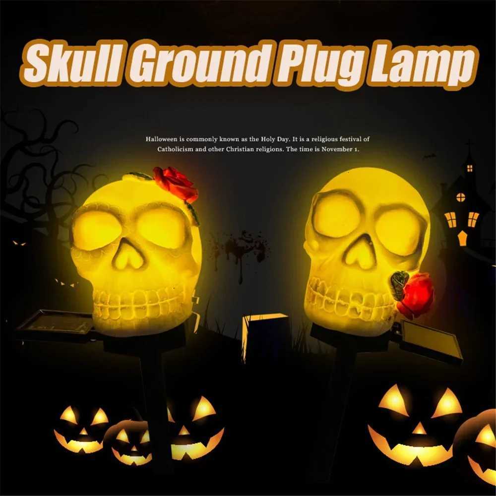 Halloween Rose Skull Solar Light Solar Rechargeable Resin Floor Light for Outdoor Patio Waterproof Horror Decorated LanternXJ250804