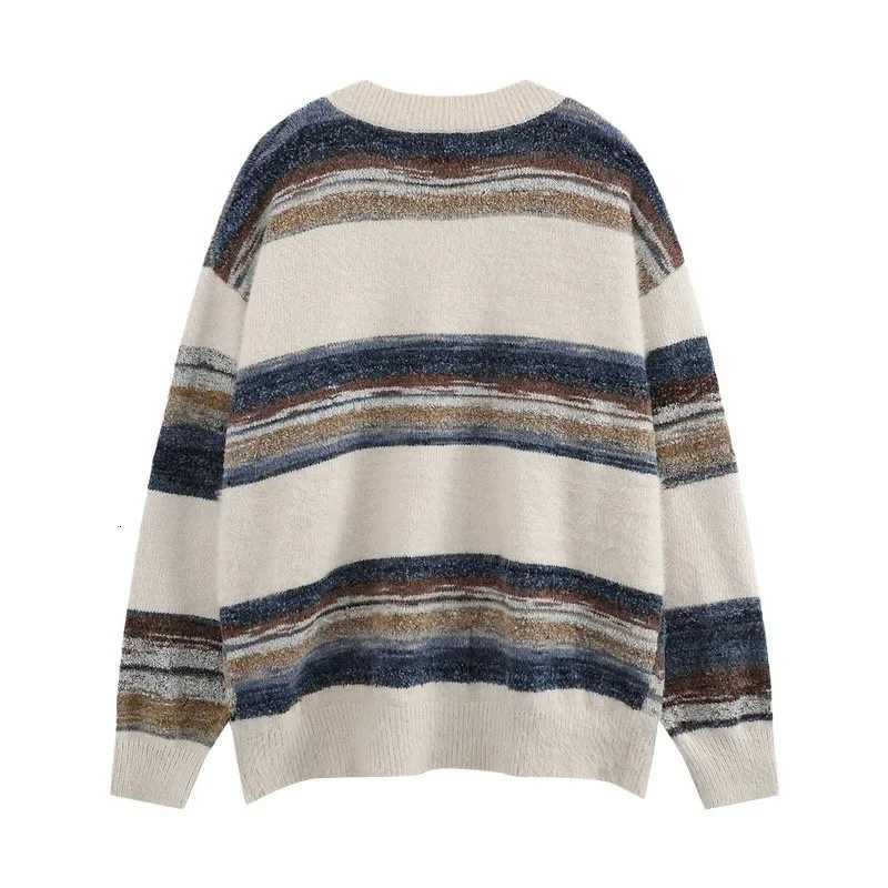 Striped Flat Knitted Cardigan Single Breasted Sweater Long Sleeve Jumpers Men O Neck Loose Fit Button Casual Slight Stretch XJ250805