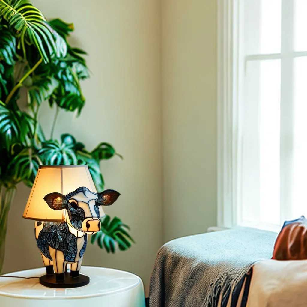 Animal Cow Table Lamp Creative Resin Decorative Lamp Bedroom Ornament XJ250804