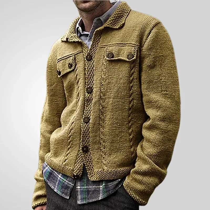 Mens Sweaters Cardigan Coat Turn Down Collar Full Sleeve Coats Single Breasted Splice Slim Fit Open Stitch Autumn Winter XJ250805