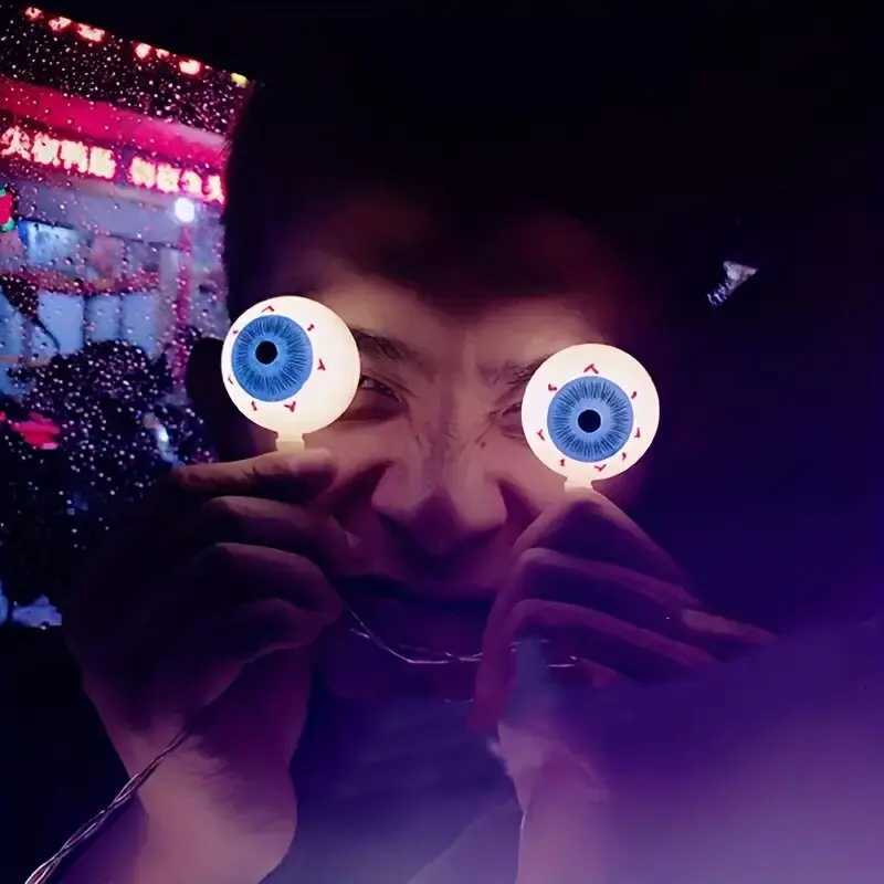 1PC Halloween Eyeball LED Lights Battery Powered Decoration String Lights Haunted House Bar Holiday Party Spooky Lighting XJ250804