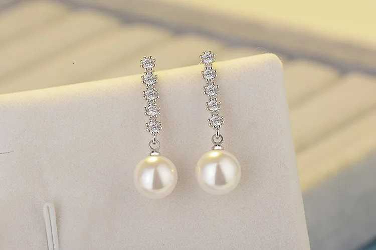 925 Silver Needle Earrings Jewelry Fashion Shining CZ Zirconia Pearl Ball Stud Earrings for Women Birthday Gifts Y250804