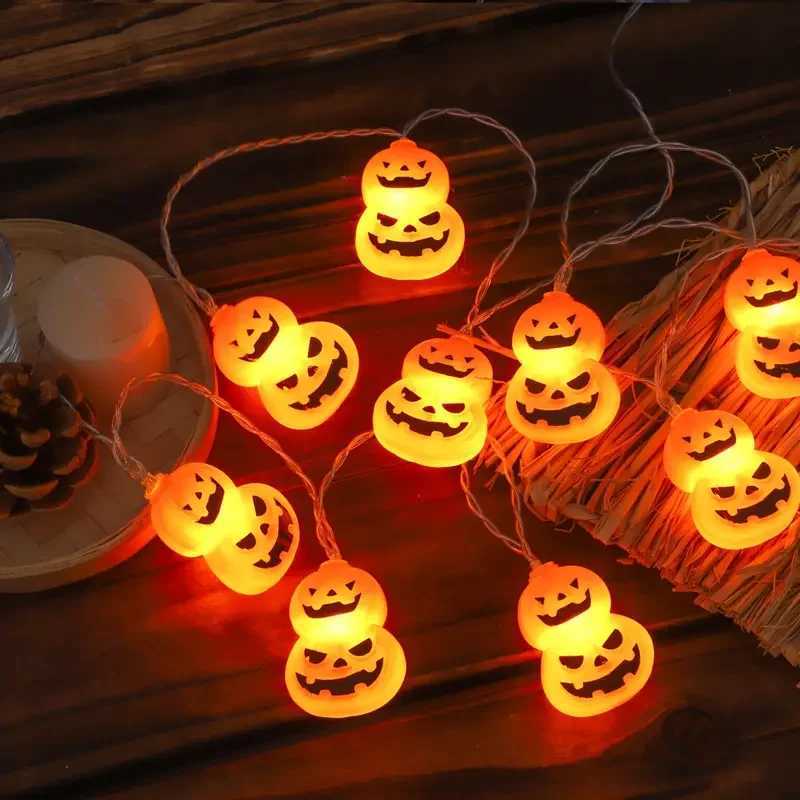 1pc 10/20LED Halloween Double Pumpkin String Light Battery Powered For Home Outdoor Porch Yard Garden Halloween Party Decoration XJ250804